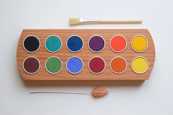Holzpalette für Wasserfarbe inkl. 12 Farben