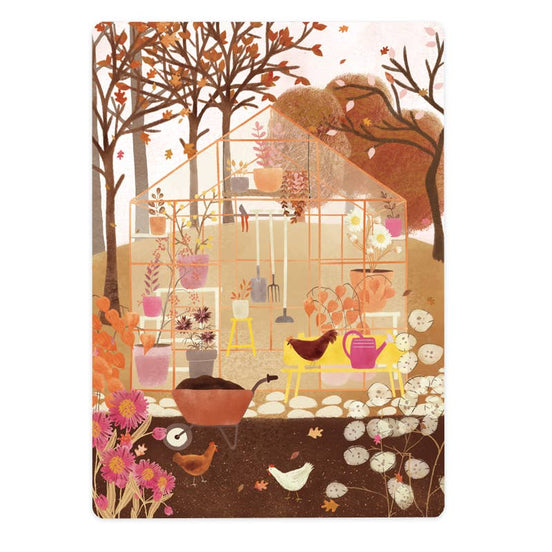 Postkarte Gewächshaus im Herbst