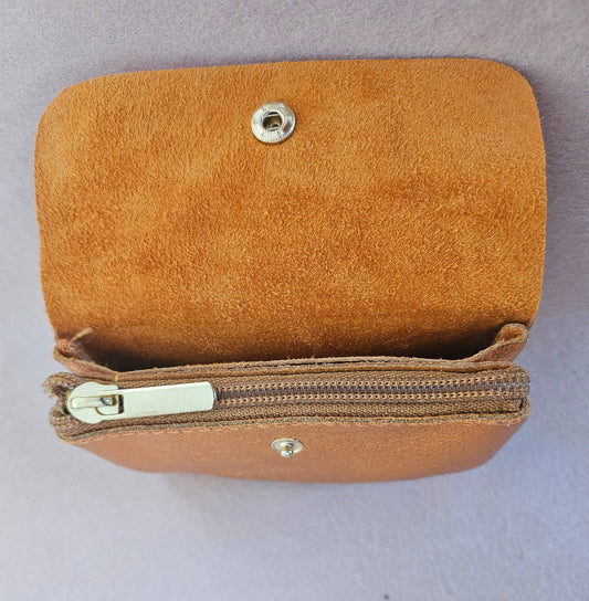 Midi Geldbörse aus Leder, orange glänzend