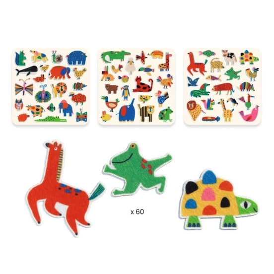 60 Filzsticker - Überall Tiere