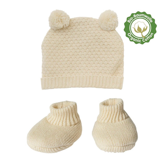 Puppenset Mütze + Strickschuhen