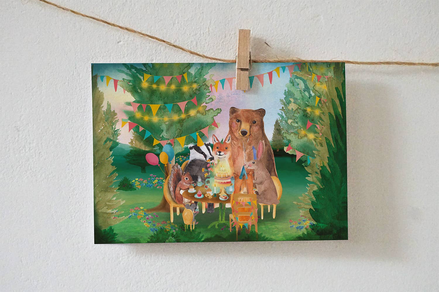 Postkarte Geburtstag im Wald (quer)
