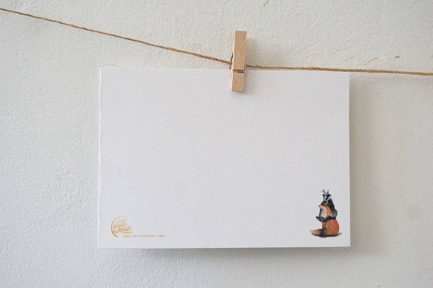 Postkarte Tieren mit Partyhütchen