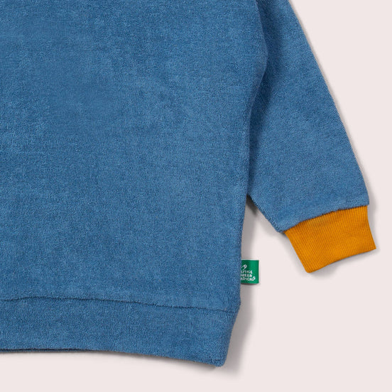 Frottee Pullover, blau