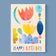 Postkarte Happy Birthday mit Blumenmuster