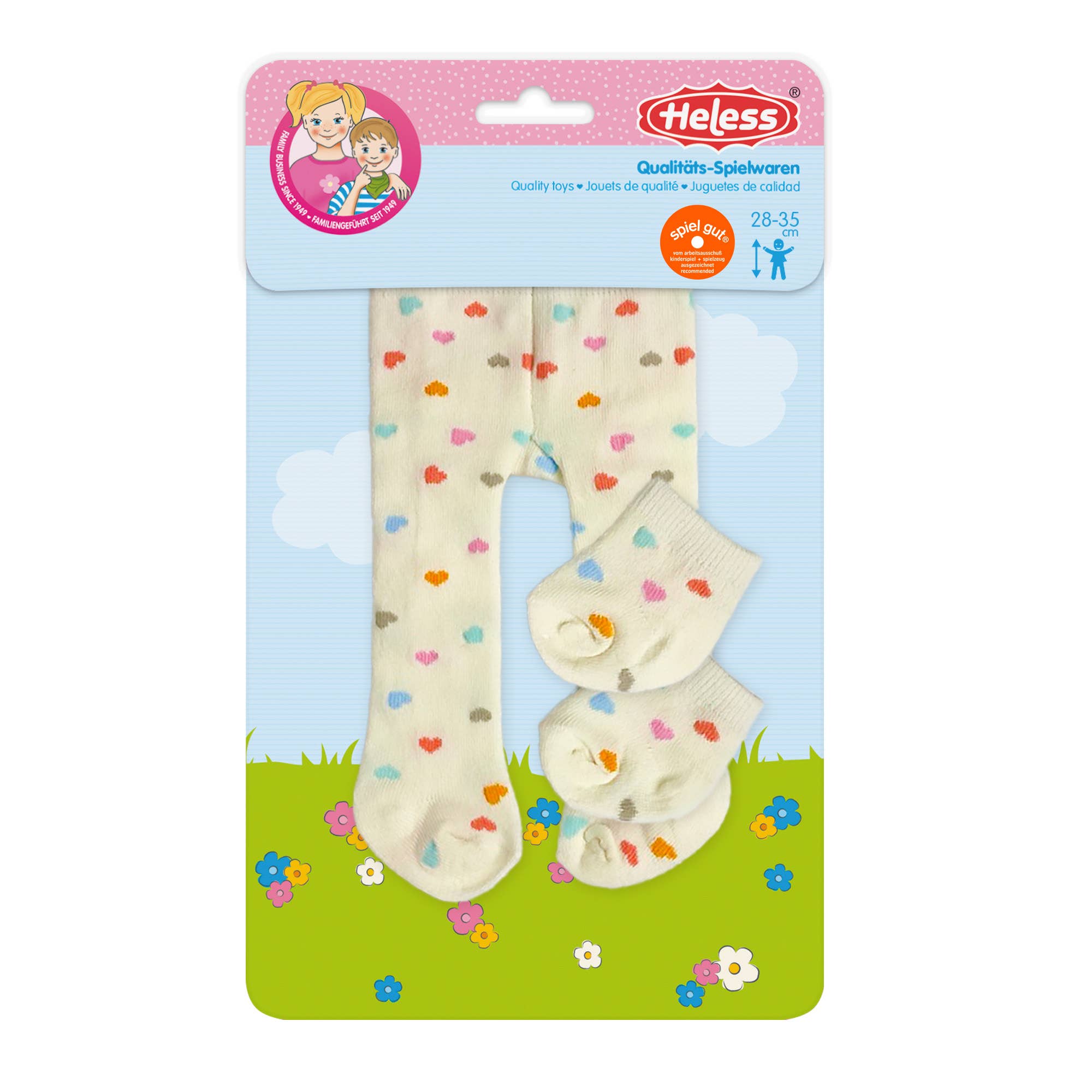 Strumpfhose und Socken für Puppen „Herz-Konfetti''