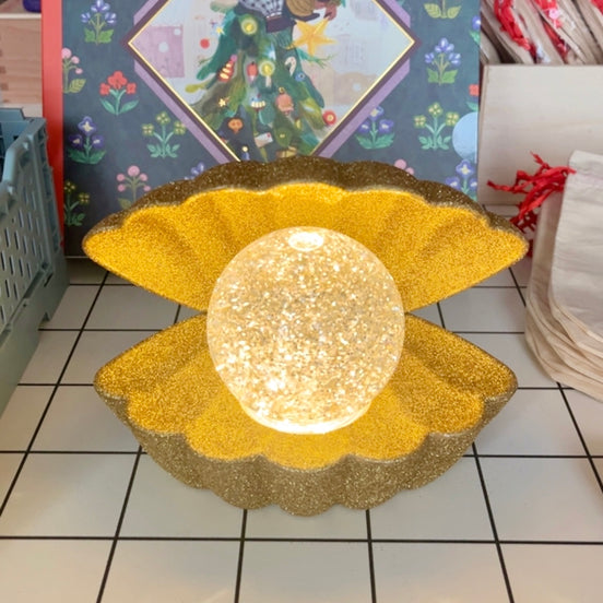 Muschel Lampe, Gold mit Glitzer