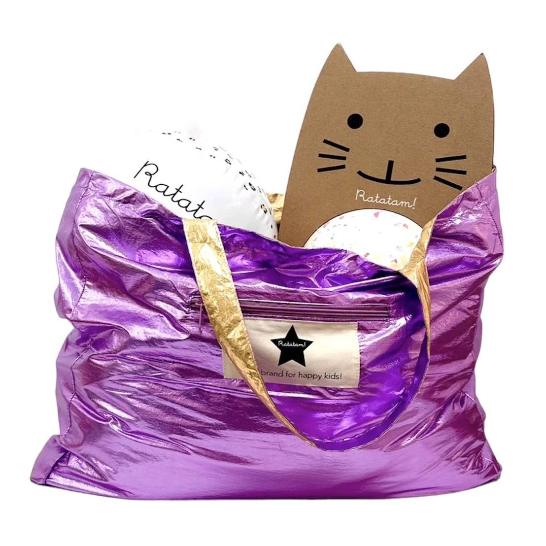 Wendetasche glänzend, Gold/Lila