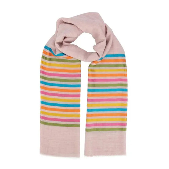 Schal Wolle/Seide in rosa gestreift