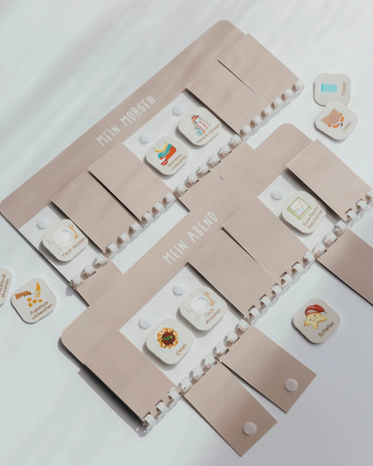 Set Morgen/Abend Routineplaner Beige, inkl. 175 Kärtchen