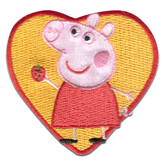 Aufnäher zum Aufbügeln, Peppa Wutz mit Erdbeer
