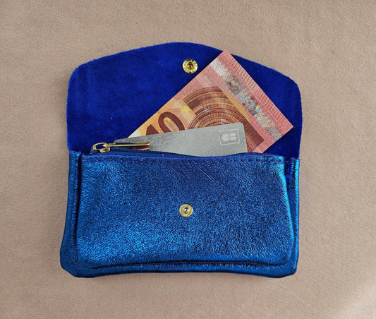 Maxi Geldbörse aus Leder, türkis