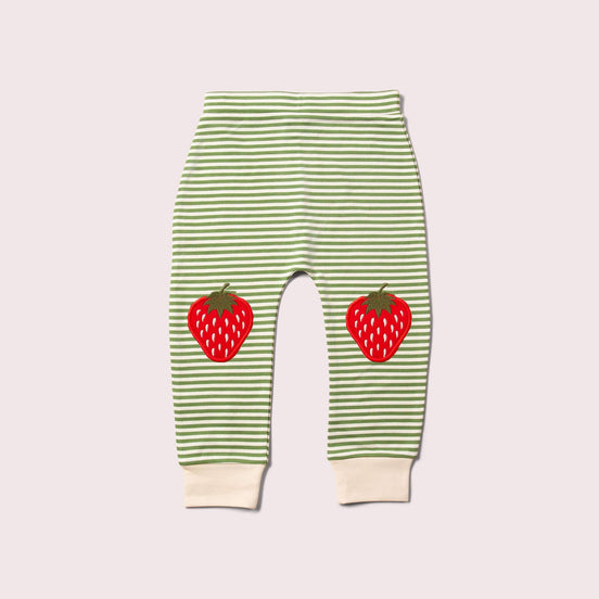 Legging mit Knieverstärkung, gestreift mit Erdbeeren - Gr. 4-5 J.