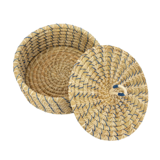 Korb mit Deckel, blau Ø30cm