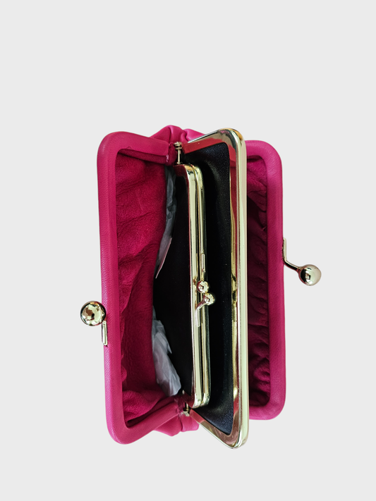 Retro Geldbörse mit Doppelverschluss, schwarz