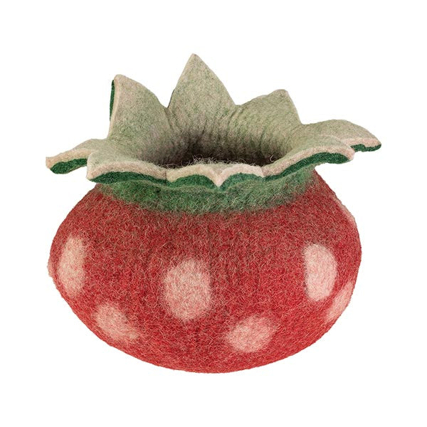 Korb Erdbeere aus 100% Wollfilz