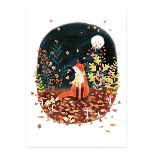 Postkarte Fuchs im Herbst