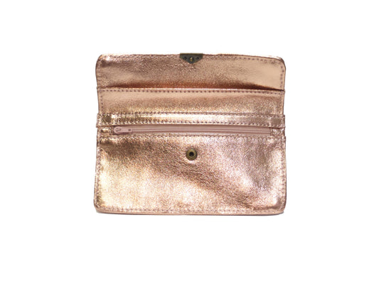 Kompakte Geldbörse aus Leder, silber glänzend