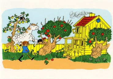 Postkarte Pippi Langstrumpf, Villa Kunterbunt