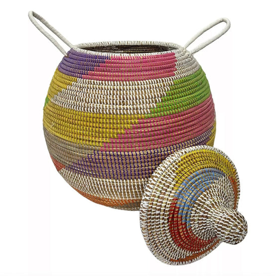 Korb mit Deckel XL, bunt 28 x 38 cm