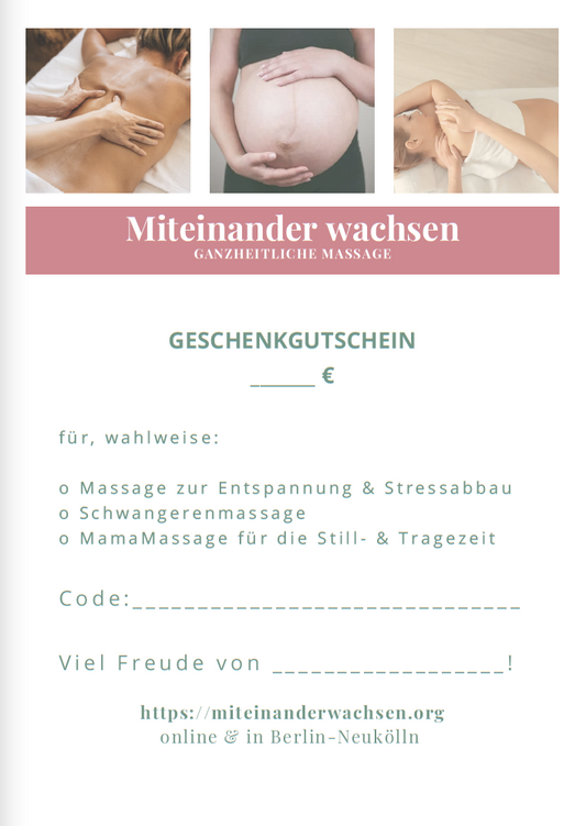 Gutschein Massage | MamaMassage für die Still- & Tragezeit