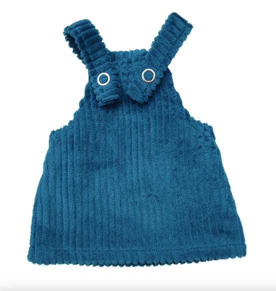 Kord-Latzkleid für Puppen, Petrol