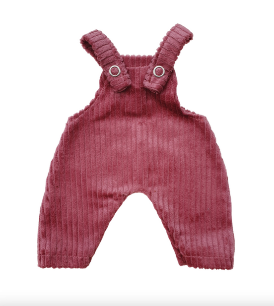 Kord-Latzhose für Puppen, Altrosa