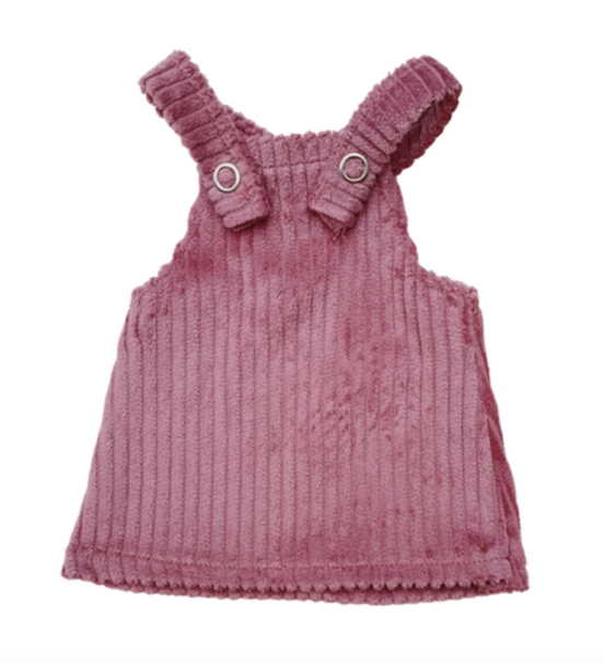 Kord-Latzkleid für Puppen, Altrosa