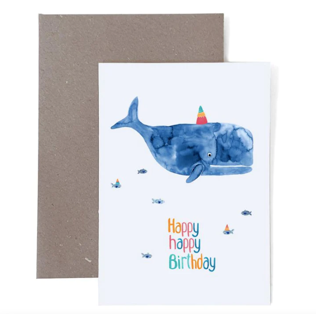 Grußkarte Happy Birthday mit Wal