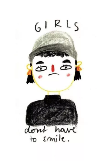 Postkarte Girls don't have to smile