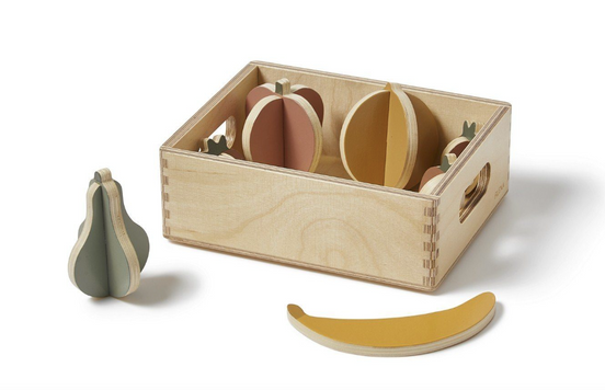 Obst aus Holz in Holzkiste FLEXA
