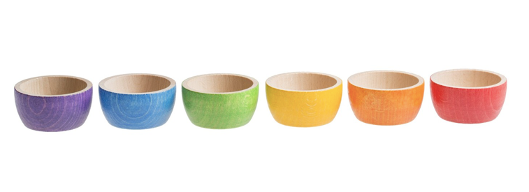 6 bunte Schälchen aus Holz