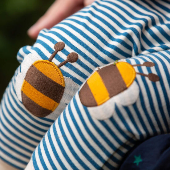 Legging mit Knieverstärkung, gestreift mit Bienen