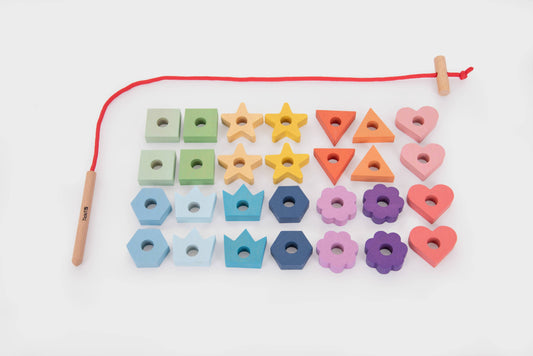 Fädel-Set bunte Formen, inkl. Holznadel