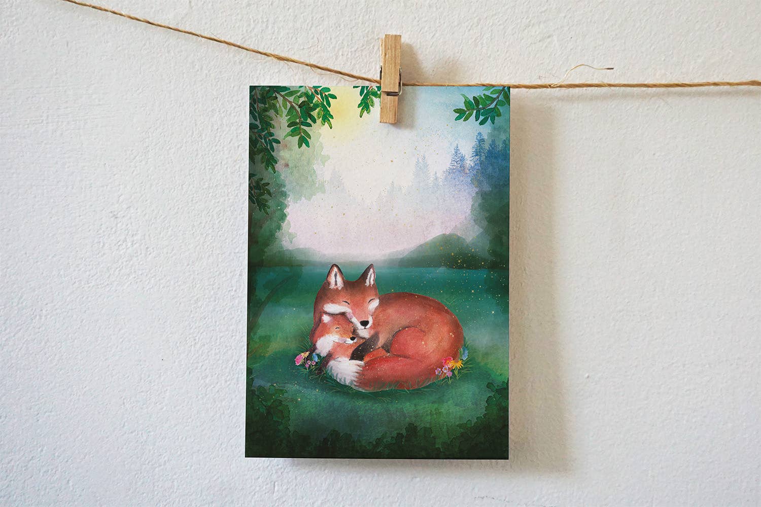 Postkarte Eltern-Kind Fuchs