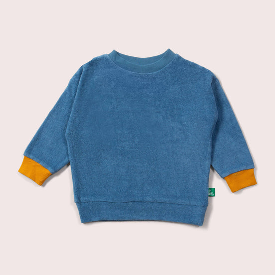 Frottee Pullover, blau
