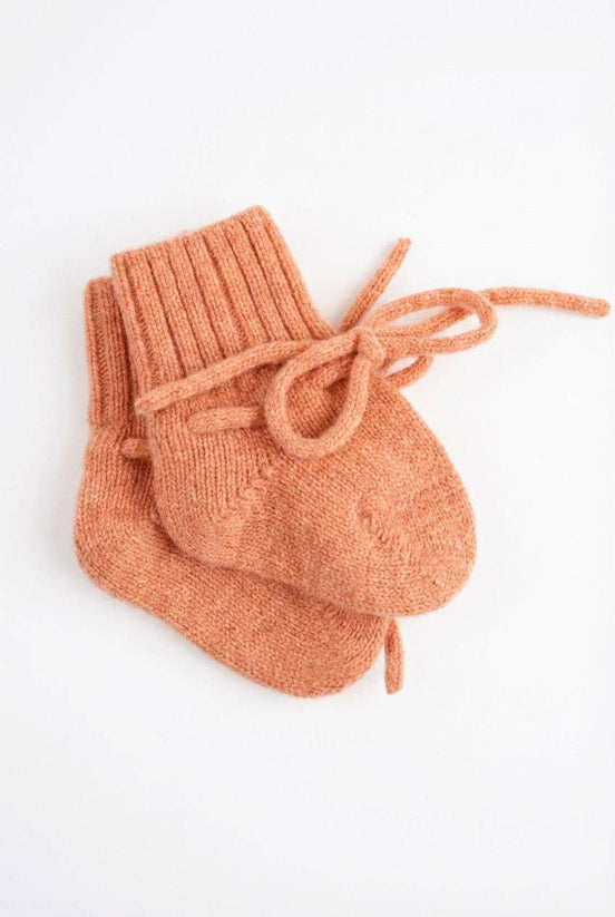 Booties aus Merinowolle (0-6 Mo), Pfirsisch