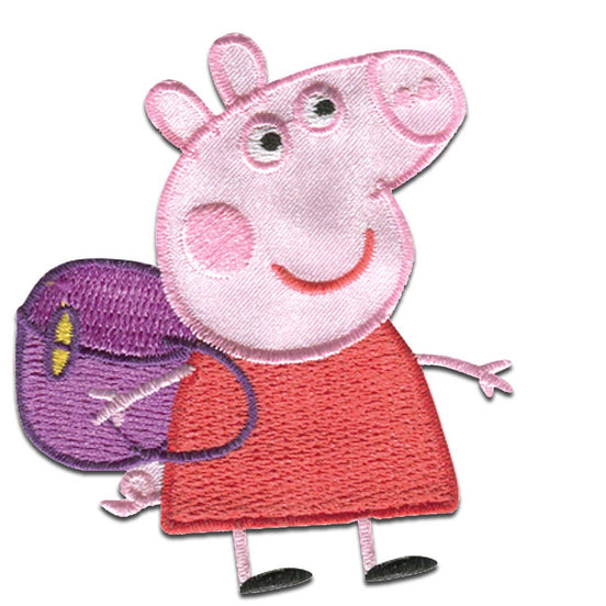 Aufnäher zum Aufbügeln, Peppa Wutz mit Rucksack