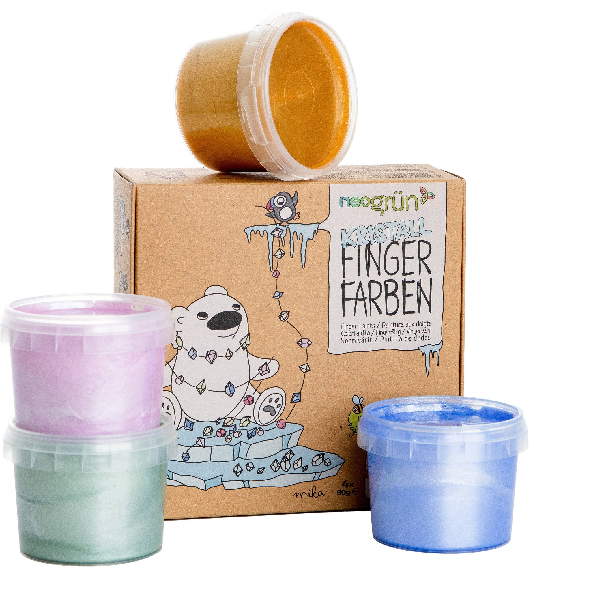 Kristall Fingerfarben bio 4er Set "Mika"