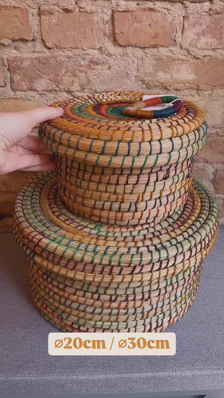 Korb mit Deckel, bunt Ø20cm